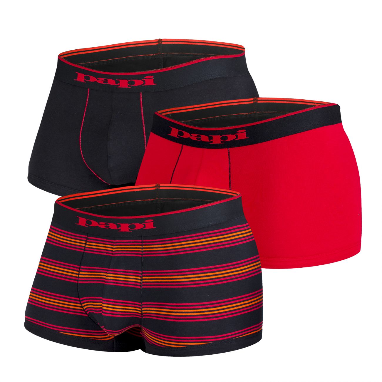  papi Stylish Brazilian Solid and Print Trunks (3-Pack