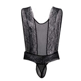 Mesh-Lace Bodysuit Thongs