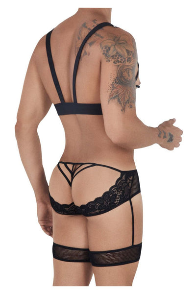 Cut-Out Top and Garter Thongs Set