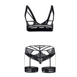 Cut-Out Top and Garter Thongs Set