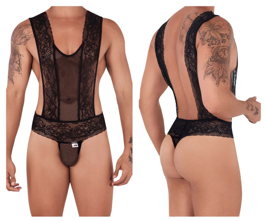 Mesh-Lace Bodysuit Thongs